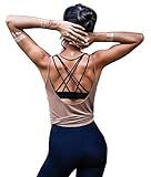 OYANUS Womens Summer Workout Tops Sexy Backless Yoga Shirts Open Back Activewear Running Sports Gym Tank Tops Bisque M