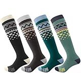 OutdoorMaster Ski Socks, Snowboarding Socks for Men & Women, Thermal Winter Warm & Breathable, Over The Calf Non-Slip Cuff