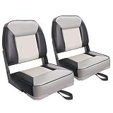 XGEAR Fold-Down Boat Seat, Low Back Fishing Boat Chair, Charcoal, 2-Pack