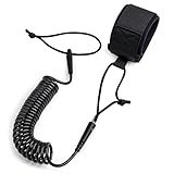 Abahub Coil SUP Leash, 10 ft Lite Coiled Paddle Board Leashes, 5mm Thick Legrope Strap for Longboard Surfboards, Stand-up Paddleboards, iSUP Replacement Leg Rope,Black