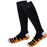 Heated Socks for Men Women - Rechargeable, Washable, Electric Heated Socks Up to 8 Hours with 4 Heating Levels for Hunting,Camping,Hiking,Skiing,Walking,Fishing,Cycling,Outdoor Work (Black&Light Grey)