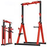 HOTCAMP Foldable Pull Up Bar Free Standing, Adjustable Height, Red