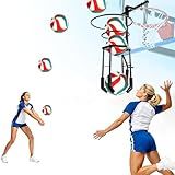 HVDI Automatic Volleyball Spike & Serving Trainer, Height Adjustable Volleyball Setter Training Equipment Hitting Trainer Holder, Indoor & Outdoor Volleyball Training Aid for Solo/Team Practice