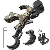 WGNVISREHY Bow Release for Compound Bow, Adjustable 3/4 Finger Thumb Release Aid with Wrist Strap & Wrench, Aluminum Alloy Archery Release, Ambidextrous for Left & Right Hand, Hold up to 200lbs