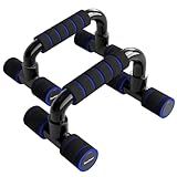 Readaeer Push Up Bars Gym Exercise Equipment Fitness 1 Pair Pushup Handles with Cushioned Foam Grip and Non-Slip Sturdy Structure Push Up Bar for Men & Women (Blue)