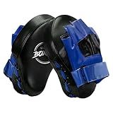 Valleycomfy Boxing Curved Focus Punching Mitts- Leatherette Training Hand Pads,Ideal for Karate, Muay Thai Kick, Sparring, Dojo, Martial Arts(Blue)