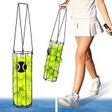 HolyMaji Cylindrical Tennis Ball Hopper Collector Pickleball Balls Retriever Basket Tennis Ball Picker Upper for Easy Picking and Storage Metal Container Holds 24 Tennis Balls Training Caddy (Black)