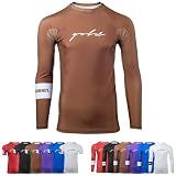 Gold BJJ Foundation Rash Guard - Ranked No-Gi and Gi Jiu Jitsu Rashguard (Long Sleeve, Brown, M)
