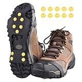 TRIWONDER Ice Cleats for Shoes and Boots 10-Stud Anti Slip Ice Grips Snow Crampons Traction Cleats Hiking Fishing Walking Gear (L, Black)