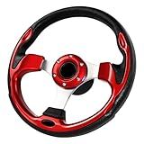 QYMOPAY 12.5 Inch Boat Steering Wheel With 3/4" Axle Marine Adapter, Anti-Slip for Boats, Yachts, Pontoon Boats, Red
