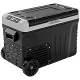 EUHOMY 12 Volt Refrigerator, 37QT(35L) Electric Cooler, Portable Freezer 12V/24V DC 100-240V AC, 12V Fridge -4℉~68℉, 12V Cooler with Wheels & 2 Baskets for Travel, Truck, Boat, Camping