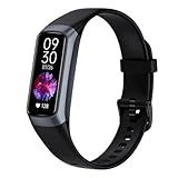 Fitness Tracker with 24/7 Heart Rate Sleep Blood Oxygen Monitor,IP68 Waterproof Smart Watch,1.10''AMOLED Touch Color Screen,Step Counter Health Activity Trackers for Women Men (Dark Black)