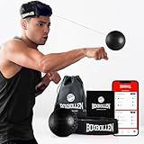 Boxbollen® Boxing Reflex Ball - Celebrity-Endorsed Home Workout Game - App-Connected Punch Counter - Hand Eye Coordination Training Ball - Christmas Gift for Boxers, All Ages - Stocking Stuffer Black