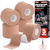 5 Rolls Kinesiology Tape, 2 inch x 16.4 Feet Waterproof Athletic Tape, Uncut Kinetic Tape, Muscle Tape, Sports Tape, Knee Tape for Exercise and Daily Use - Skin Color