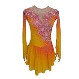 LIUHUO Figure Skating Dress Yellow Gradient and Embroidery Pattern Competition Performance