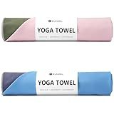 Eunzel 2 Pack Hot Yoga Towel, Reversible Two-Tone Non-Slip Yoga Mat Towel, Sweat Absorbent for Hot Yoga, Pilates and Workout, 72" x 26.5", Navy& Blue/Army Green& Pink
