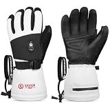 SAVIOR HEAT Heated Ski Gloves 2.0 for Men Women 7.4V 3000mAh Fast Charging Electric Rechargeable Batteries 3M Thinsulate Waterproof Touchscreen Bluetooth App Snowboarding Ice Skating Gloves (M)