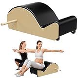 GDMSTIH Wooden Black Pilates Arc with Spine Corrector for Core Strengthening Back Pain Relief, Pilates Spinal Corrector Arch Barrel for Back Flexibility，at Home Reformer Pilates Posture