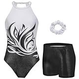 Zaclotre Gymnastics Leotards for Girls Clasp Back Sleeveless Dance Unitards Gymnastic Outfits with Shorts Black Flame 4-5Y
