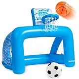 40in Pool Basketball Pool Game Set Inflatable Water Soccer Polo Game 2-in-1 Poolside Floating Summer Swimming Sports Toy for Kids Teens Includes 2 Balls and Pump for Beach Yard Indoor Outdoor