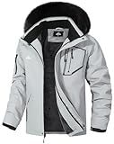 MAOYSSEN Men's Waterproof Ski Jacket Warm Winter Snow Coat Mountain Windbreaker Fur Hooded Snowboarding Jakcet Parka