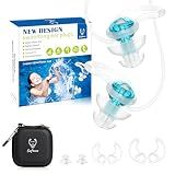Softvox Ear Plugs for Swimming Surfing with Lanyard, Block Out Water Let Sound in, Reusable Comfy Custom-fit Swim Waterproof earplugs Men Women for Swimmer Shower Pool Bath Kayaking Water Sports