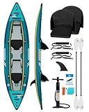 OCEANBROAD V1-420 Inflatable Sit-in Kayak(NO HIN) for Adults with Paddle, Kayak Seat, Pedal, Hand Pump and Bag, 4.2m/13ft 2-Person Kayak, Blue