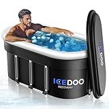 Wxtkkom Upgraded 132 Gal XXL Large Oval Ice Bath with Air Ring, Multi-Layered Portable Cold Plunge Tub for Athletes, Foldable & Inflatable Full-Body Cold Tub Recovery at Home, Outdoors,Gym Use