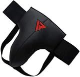 RDX Groin Protector for Boxing, Muay Thai, Kickboxing and MMA Training, Maya Hide Leather Abdo Gear for Martial Arts , SATRA Approved Abdominal Guard for Karate and Taekwondo (Black, X-Large)