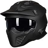 ILM Open Face Motorcycle 3/4 Half Helmet for Dirt Bike Moped ATV UTV Motocross Electric Cruiser Scooter DOT Model 726X(Matte Black,L)