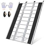 KROAK Aluminum Snowmobile Loading Ramp, 7.1 ft x 4.5 ft (85" x 54") Ultra-Wide Tri-Fold Ramp with Ski Guides, 1800LBS Max Capacity for Snowmobile ATV UTV Lawn Tractor