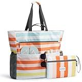 G4Free Beach Bag, Waterproof Sandproof Beach Tote Bag, Large Capacity Foldable for Women, Rainbow