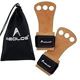AEOLOS Leather Gymnastics Hand Grips-Great for Gymnastics,Pull up,Weight Lifting,Kettlebells and Cross Training (Brown(2 Layers Leather), Large)