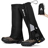 Hikenture Hiking Gaiters with Upgraded Zipper, Gators for Hiking Boots Waterproof, Lightweight Shoe Leg Gaiters for Men Women (Black, Medium)