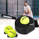 Hikeen Premium Tennis Trainer Rebound with Metal Base,Portable Solo Tennis Trainer Set with 3 Highly Elastic String Balls,Tennis Practice Equipment for Adult Kids an Beginners - Black