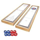 GSE Games & Sports Expert 2-in-1 Solid Wood Shuffleboard and Curling Tabletop Game Board Set with 8 Rollers for Family and Friends
