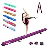 FBSPORT 10ft Balance Beam Folding Gymnastics Beam Foam Balance Floor Beam Equipment for Kids Adults, Suede Cover Anti Slip Base with Carry Bag for Home School Gym Training, Purple