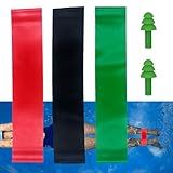 3 PCs Swimming Ankle Strap with 1 Pair Earplug, Rubber Pulling Ankle Band Aquatic Resistance Belt for Swimming Training Legs Resistance Strength Exercise