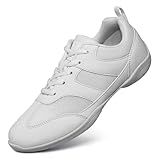Dynadans Cheer Shoes Women White Cheerleading Athletic Dance Shoes Training Breathable Lightweight Competition Tennis Sneakers 7.5M