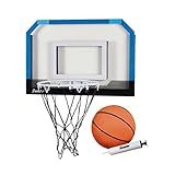 Franklin Sports Over the Door Indoor Basketball Hoop - Kids Mini Hoop for Bedroom - Steel Rim Mini Basket - Includes Ball and Pump - Blue