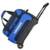 Mangrove 2 Ball Bowling Bag with Wheels, Double Bowling Bags 2 Ball Roller w/Separate Compartment for Bowling Shoes (Up To US Mens Size 15), Accessory Pocket & Retractable Handle (blue)