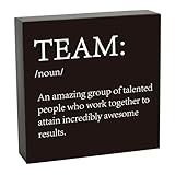 Inspirational Team Noun Wooden Box Sign, Teamwork Office Desk Decor, Colleagues Coworker Gifts, Team Definition Teamwork Sign for Office Home Farmhouse Desk Shelf Table Decorations