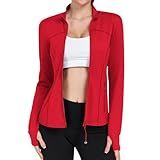 YOKGO Women's Workout Jackets Full Zip Running Yoga Jackets Lightweight Athletic Clothes with Thumb Holes
