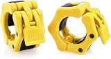 Greententljs Olympic Barbell Collar 2 inch Quick Release Pair of Locking 2" Pro Weight Bar Plate Locks Clamp Clips for Workout Weightlifting Fitness Training (Yellow Matte)
