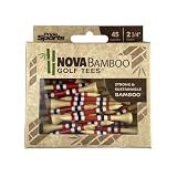PrideSports Nova Bamboo Golf Tees - 45 Count, 2-3/4 Inch - Red/White/Blue Stripe - Striped for Consistency