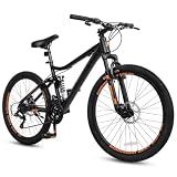 RideOrigin 26" Mountain Bike, Full Suspension, 21-Speed, Disc Brakes, Black | Fits riders 5'2"-5'11" Aluminum Frame, Front Fork & Vertical Rear Coil Shock, 2.35-inch Tires, Shimano 21-speed Gears
