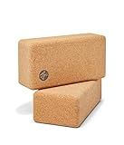 Manduka Cork Lean Yoga Block – Resilient Sustainable Material, Portable, Comfortable, Easy to Grip Fitness, Yoga Exercise & Pilates | 3" x 4" x 8.5" (Pack of 2)