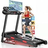 Treadmill with Incline for Home, WENOKER 15% Auto Incline Treadmill with Handrail 300 lbs Capacity, 3.0HP Quiet Walking Pad Tread mill with App, Portable Folding Tread mill with Heart Rate & Wide Belt