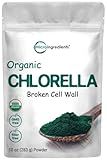 Micro Ingredients Organic Chlorella Powder, 10 Ounce, Broken Cell Wall, Rich in Vegan Proteins & Vitamins, Raw, Bulk Premium Chlorella Supplement, Vegan Friendly, Non-Irradiation