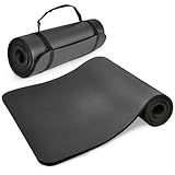 BalanceFrom GoCloud 71x24 Inches Extra Thick Yoga Mat 1-Inch High-Density Foam – Roll-Up Exercise Pad with Double-Sided Non-Slip Surface and Carrying Strap for Pilates and Home Workouts